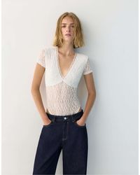 Pull&Bear - – kurzärmliger body aus spitze - Lyst