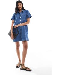 JJXX - Vestido Vaquero Azul Medio De Corte Cuadrado De - Lyst