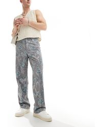 ASOS - Pantaloni eleganti a fondo ampio a fiori con paillettes effetto pixel - Lyst