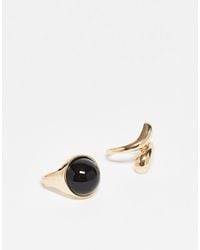 Reclaimed (vintage) - Wrap Around Ring 2 Pack With Faux Stone - Lyst