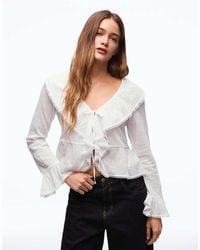 Bershka - Rustic Long Sleeve Ruffle Blouse - Lyst