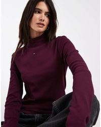 Tommy Hilfiger - Flag Logo Mock Neck Long Sleeve T-Shirt - Lyst