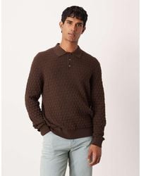 ASOS - Gebreide Polo Met Textuur En Lange Mouwen - Lyst