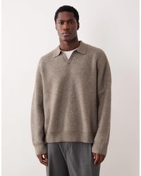 ASOS - Super Oversized Boxy Fit Knitted Fisherman Rib Notch Neck Jumper - Lyst