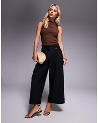 ASOS - Petite Tailored Cropped Trousers With Tab Waist Detail - Lyst
