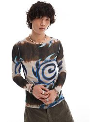 Collusion - Long Sleeve Muscle Mesh Abstract Print T-shirt - Lyst