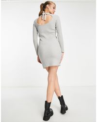 Pieces - Ribbed Dress With Back Cut Out Detail - Lyst