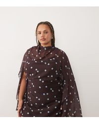 ASOS - Asos Design Curve High Neck Drape Front Extreme Cape Sleeve Mini Dress - Lyst