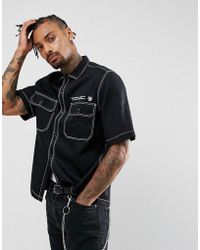 Granted Shirt In Black With Contrast Stitching Reg Fit