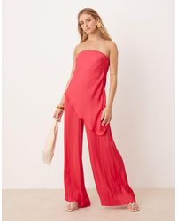 ASOS - Bandeau Satin Asym Overlay Detail Jumpsuit - Lyst