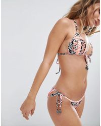 Seafolly Printed Hipster Tie Side Bikini Bottoms - Black