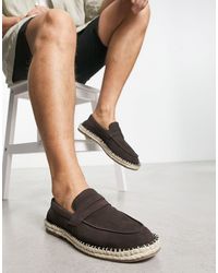 ASOS - – espadrilles aus braunem leder mit penny-loafer-design - Lyst
