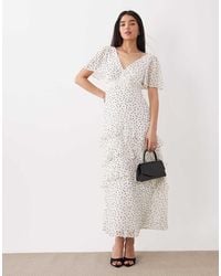 New Look - Chiffon Tiered Polka Dot Maxi Dress - Lyst
