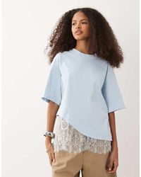 ASOS - Short Sleeve T-Shirt With Lace Hem - Lyst