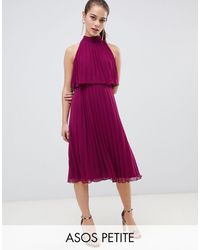 asos edition petite halter neck embroidered midi dress