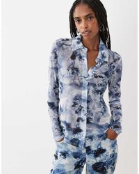 GOOD AMERICAN - Mesh Button Up Top - Lyst
