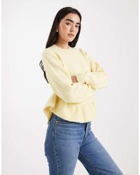 ASOS - Ruffle Curved Hem Jumper - Lyst