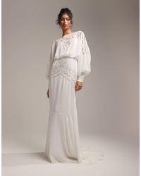 ASOS - Ella Blouson Sleeve Beaded Cutwork Wedding Dress - Lyst