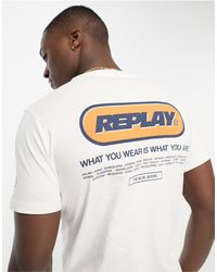 Replay - T-shirt bianca con stampa - Lyst