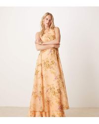ASOS - Asos Design Tall Racer Neck Ruched Bodice Dropped Waist Maxi Dress - Lyst