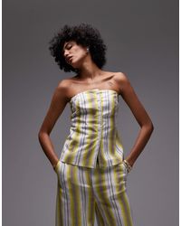 TOPSHOP - Top bandeau d'ensemble en lin à rayures - jaune - Lyst
