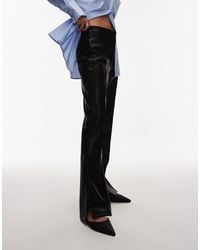 ASOS - Leather Look Slim Flare Pants With Pintuck - Lyst