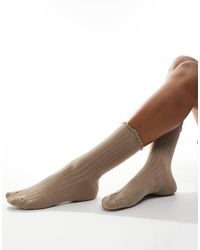 Vero Moda - Ribbed Frill Socks - Lyst