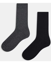 Jack & Jones - Pack De 2 Pares De Calcetines De Color Gris Oscuro Y Negro Premium De Premium - Lyst