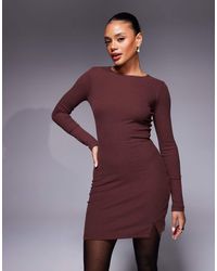 ASOS - Long Sleeve Mini Dress With Split Hem - Lyst
