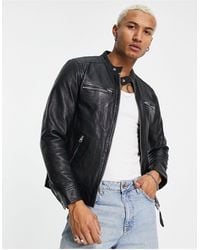 Schott Nyc Newport Leather Moto Jacket - Black