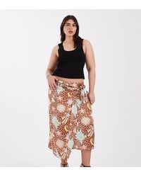Never Fully Dressed - Jaspre Satin Wrap Tie Side Midi Skirt - Lyst