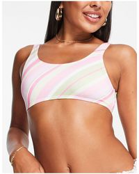 NA-KD - Top bikini con scollo rotondo e stampa a righe - Lyst