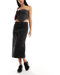 ONLY - Gonna Midi Di Jeans Con Spacco Sul Davanti Slavato - Lyst