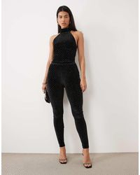 Ruched & Ready - High Waisted Velvet Hotfix Leggings Co-Ord - Lyst