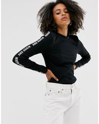 ONLY Langärmliges, geripptes Oberteil - Schwarz