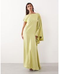 ARRANGE - Asymmetric One Shoulder Satin Maxi Dress - Lyst