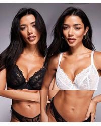 Ann Summers - Pack De 2 Sujetadores De Copas Grandes De Y Blanco Escotados Sin Relleno Sexy Lace De - Lyst