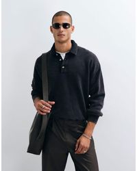 Abercrombie & Fitch - Oversized Button Up Polo Sweatshirt - Lyst