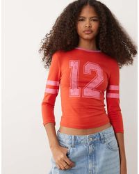 ASOS - 3/4 Sleeve Baby Tee With Varsity Graphic - Lyst