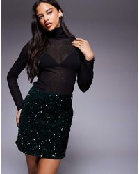 New Look - Velvet Sequin Mini Skirt - Lyst