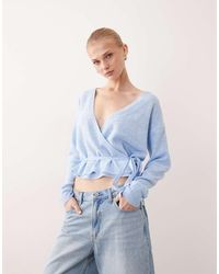 Vila - Tie Waist Knitted Cardigan - Lyst
