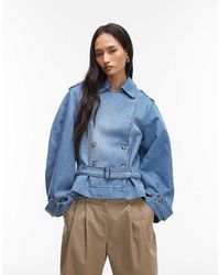 ASOS - Giacca Di Jeans Corta Stile Trench Oversize Medio - Lyst