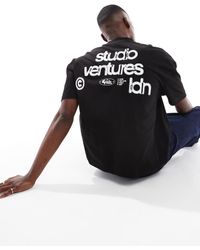 ASOS - T-Shirt Squadrata Oversize Nera Con Stampa Di Scritta - Lyst