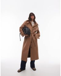 TOPSHOP - Tab Belted Car Coat Twill - Lyst