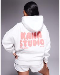 Kaiia - Exclusive Puff Printed Back Graphic Logo Oversized Hoodie - Lyst