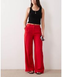 ASOS - Relaxed Straight Leg Trousers With Linen - Lyst
