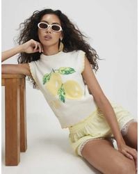 River Island - Knitted Lemon Whipstitch Tank Top - Lyst