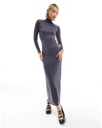 Stradivarius - Second Skin Maxi Dress With Open Back - Lyst