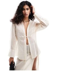Mango - Selection Tie Front Sheer Co-ord Shirt - Lyst