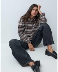 Brave Soul - Fleece Long Sleeve Stripe Rugby Top - Lyst